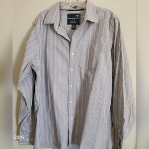 M35 Duck Head Jeans CO. Gray and White Striped Long Sleeved Men's Shirt